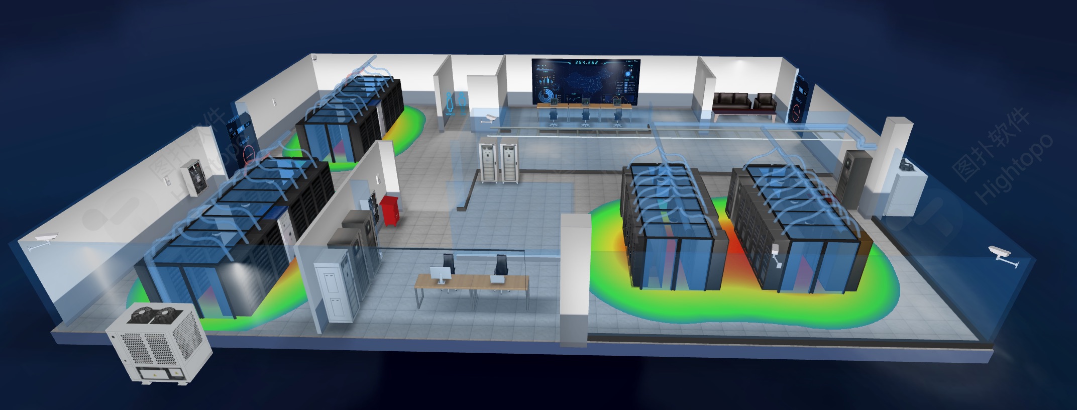 3D机房热力图